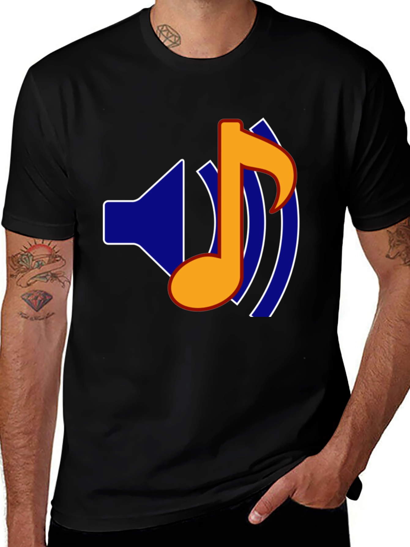 Music Note Graphic Black T-Shirt